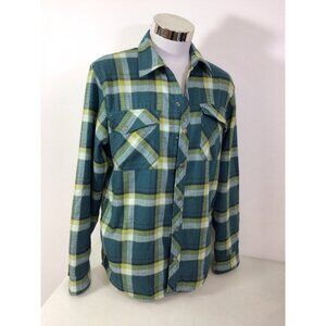 LL Bean Flannel Plaid Shirt Lined Snap Front Mens Medium